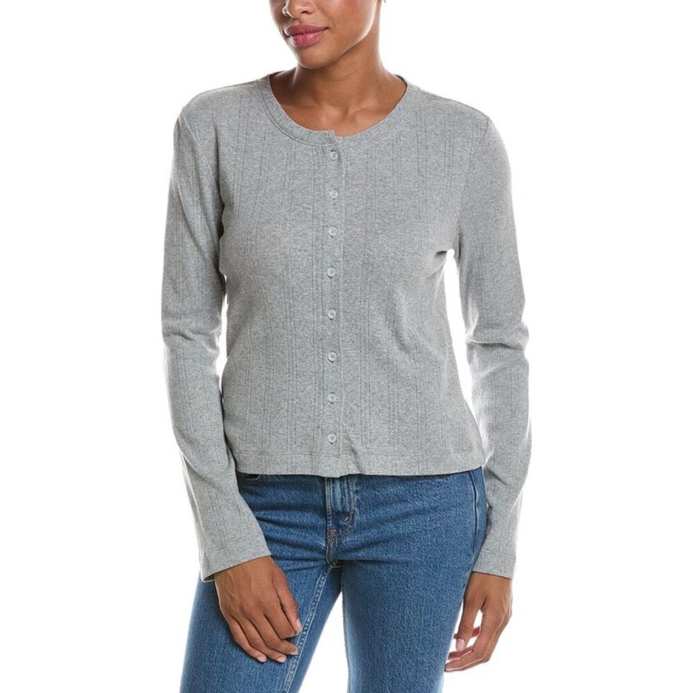 Perfectwhitetee Womens  Lila Pointelle Cardigan, Gray